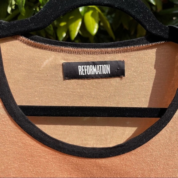 Reformation peach orange tan ringer short sleeve T-shirt - Picture 2 of 2